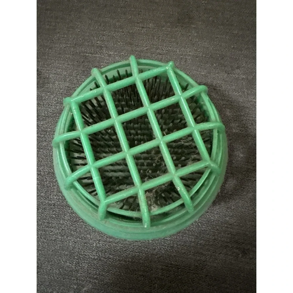 Vintage Metal Spikes Flower Frog Green Plastic Cage 4.5